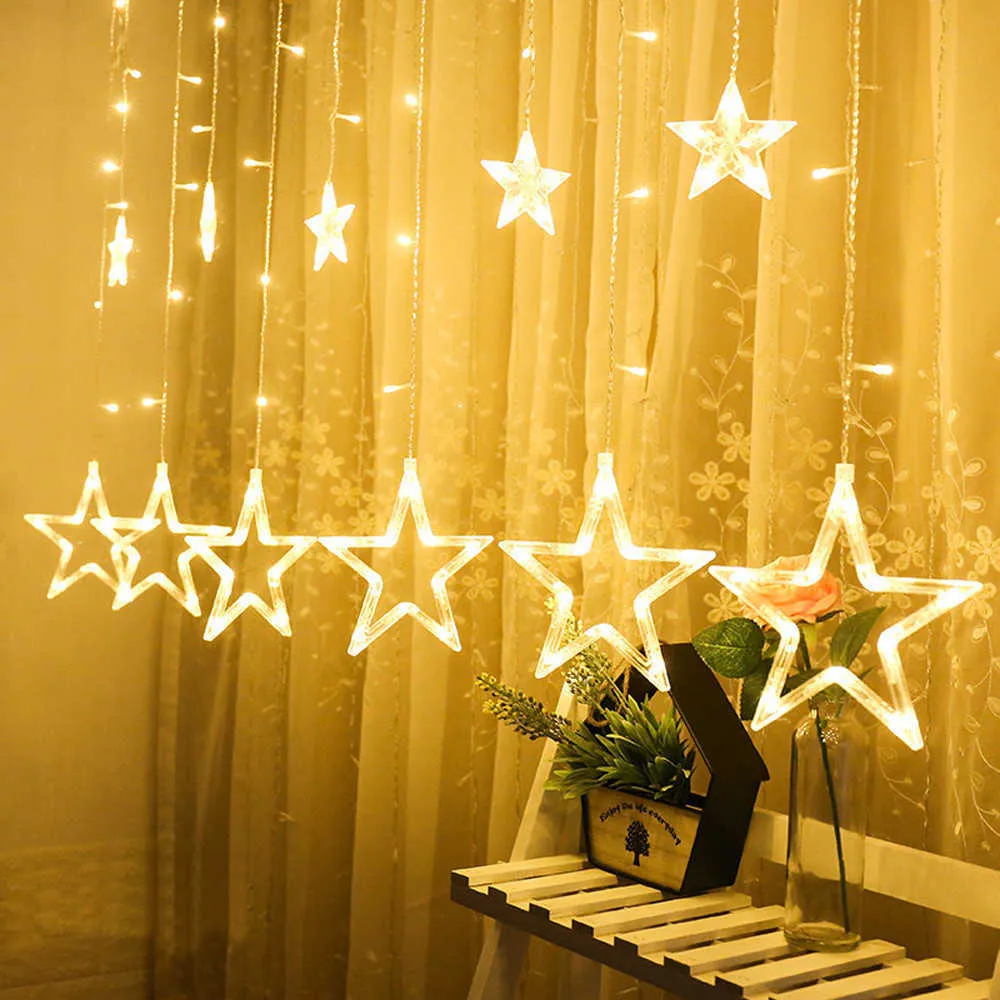 Светодиодные звезды Рождество висит занавес светильников струны Net Xmas Home Party Dec Свадебные украшения сада # Y5 Y0720