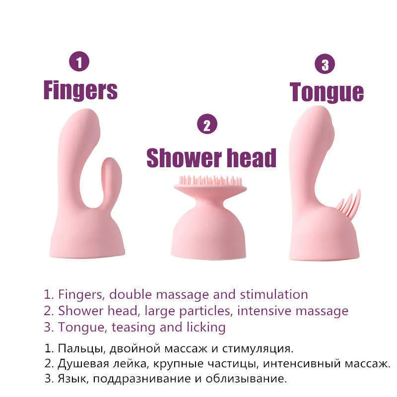 Av Magic Wand Dildo Vibrator G-Spot Multi Speed ​​3 Bilagor Dubbel Vibrationer Klitoris Vaginal Stimulera Massager Wand Sex ToysP0804