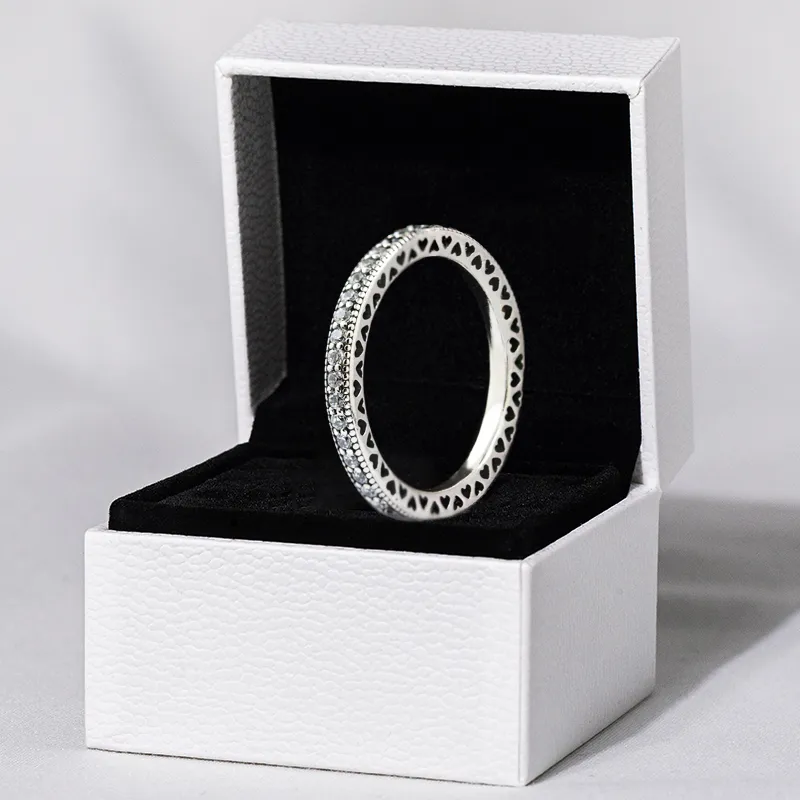 Damen-Bandring aus 925er-Sterlingsilber, brillanter Herz-CZ-Diamant, Top-Qualität, mit Originalverpackung, für Damen, Geschenk, Verlobung, Anniversa266S