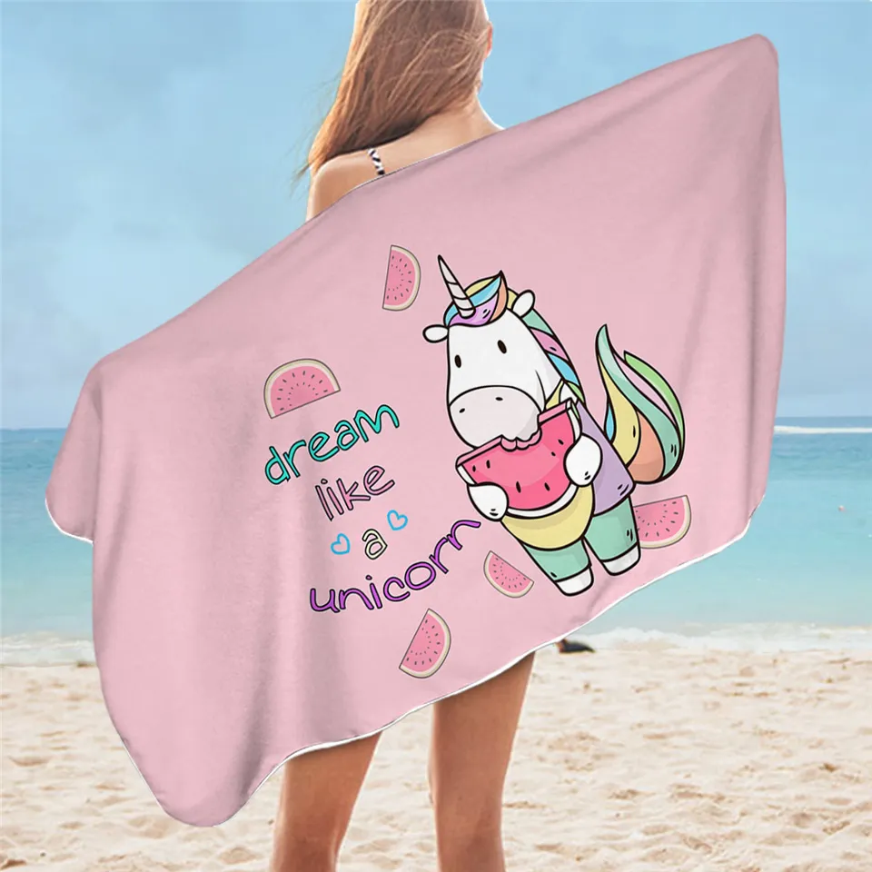 BeddingOutlet Asciugamano da bagno Unicorno Bagno Rosa Cartoon Asciugamano da spiaggia in microfibra Rosa Floreale Asciugamano da doccia Girly 75x150 cm Drop Ship Y200429