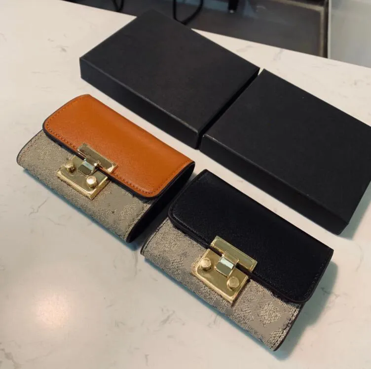 محفظة نسائية منقوشة بولي جلود قصيرة محفظة هاسب حقيبة الهاتف النقود عملة الجيب حامل محفظة أنثى محفظة مع box244k