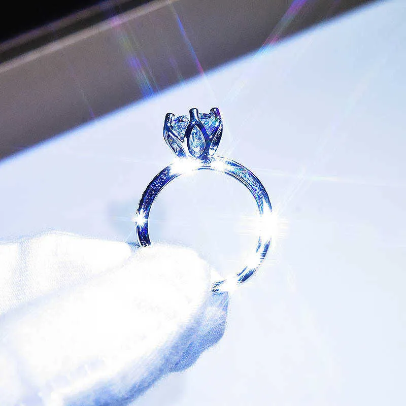 100 Real 14 K Bague en or blanc pour les femmes anillos naturels de bizuteria blanc 2 carats diamant anillos mujer pave réglage bijoux2543055