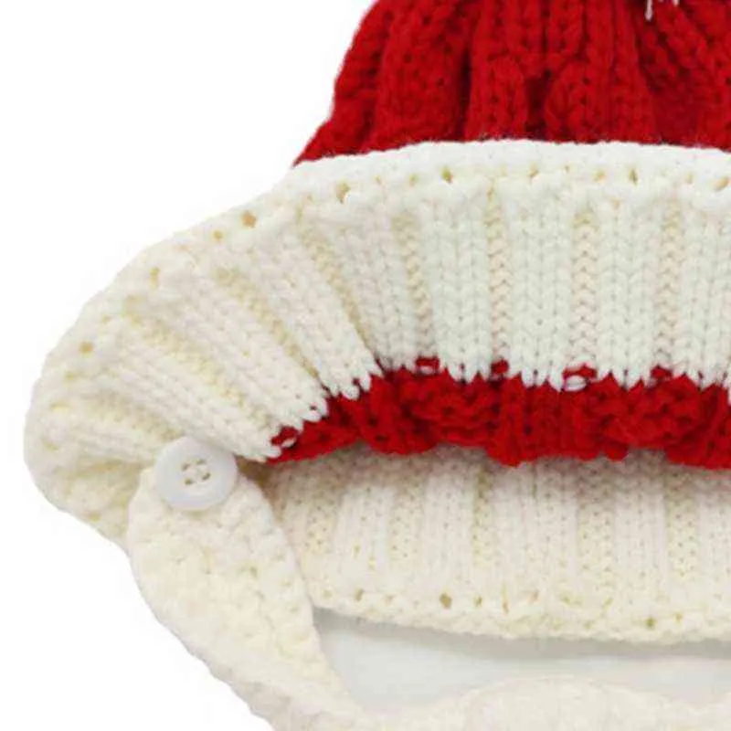 K1ME Barbe Santa Hat Chaud Hiver Tricoté Bonnet Adultes Enfants Décorations De Noël pour Cosplay Fête De Noël Nouvel An Cadeaux Y21111