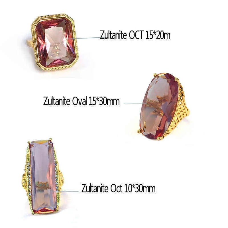 CSJ Zultanite Rings Big Stone 15*20mm Created Gemstone Color Change for Women Engagement Party Birthday Gift 211217