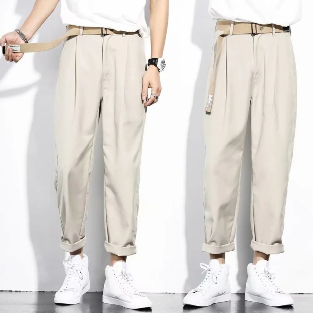 2020 casual heren losse herfst nieuwe negenpunts trend veelzijdig net rood Koreaans licht kleurenpak trendy pants282M