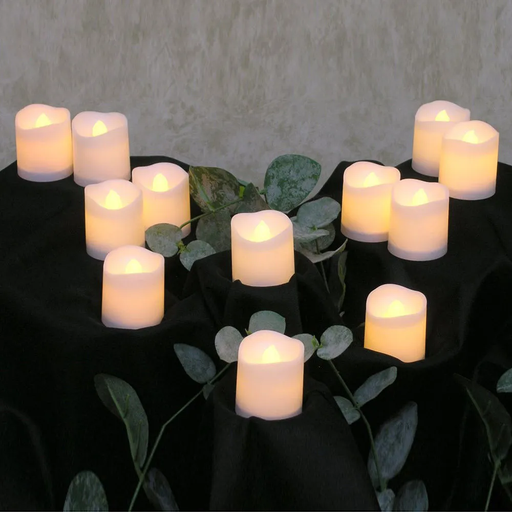 Bougie chauffe-plat LED sans flamme, 24 pièces, décoration de mariage, batterie 210310275q