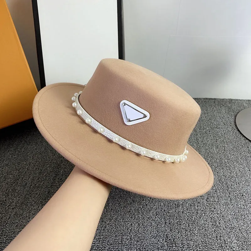 Top Hat Felt Cap Mulheres Mens Mens de Luxo Triângulo Letra P Fashion Caps Designer Beanie Fitted Chapéus Casquette Bucket Bucket Hat D208302HL