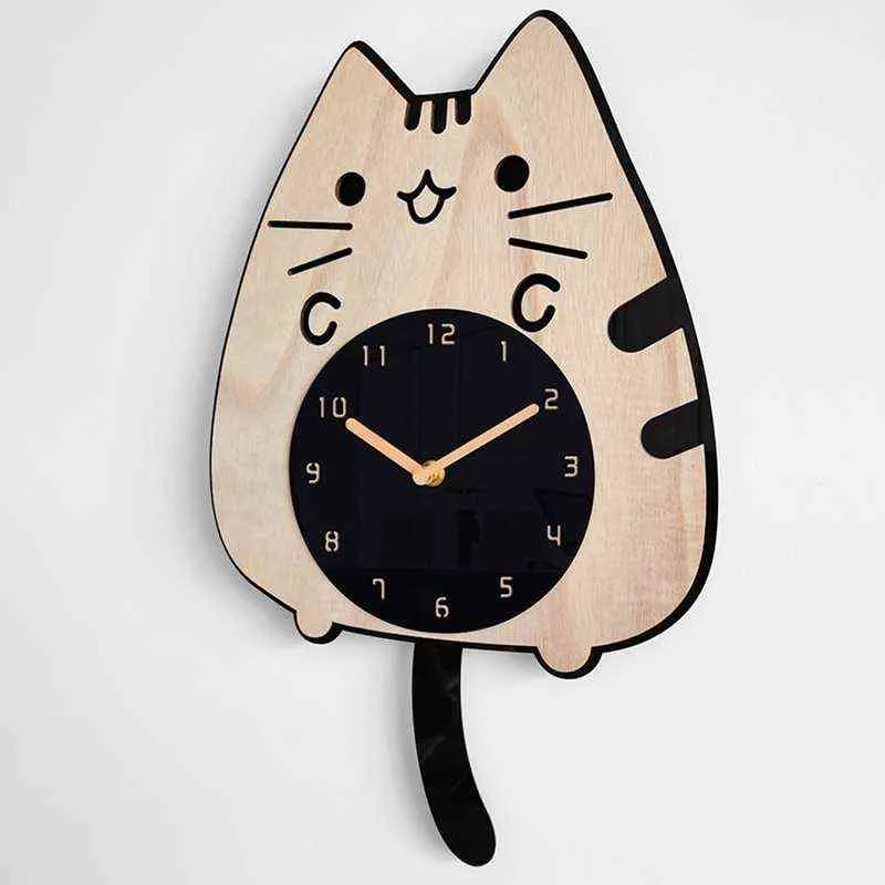 3D Cartoon Cats Clock Home Home Decoration Decord Decord Decoring Tail Creative Quartz Quartz Digital Swinging Clock R230919