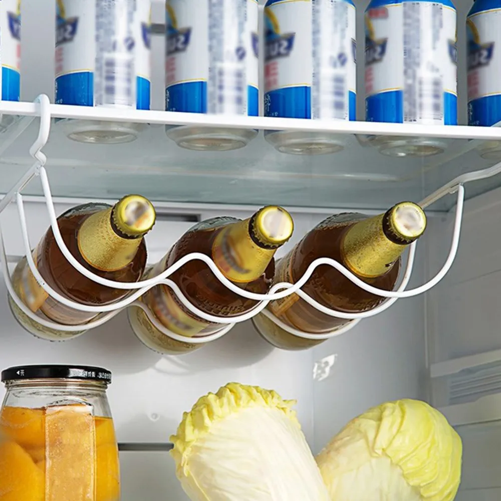 Kylskåp kökshylla för kan öl vin flaskhållare arrangör förvaringsställ kylskåp y200429