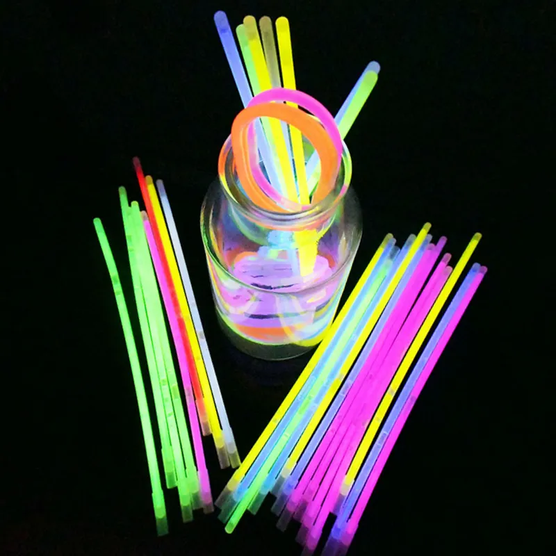 Fluoreszenzlicht-Glühstäbe, Party, mehrfarbiges Neonlicht, leuchtende Halskette, Armbänder für Konzertveranstaltungen, festliche Dekorationszubehör