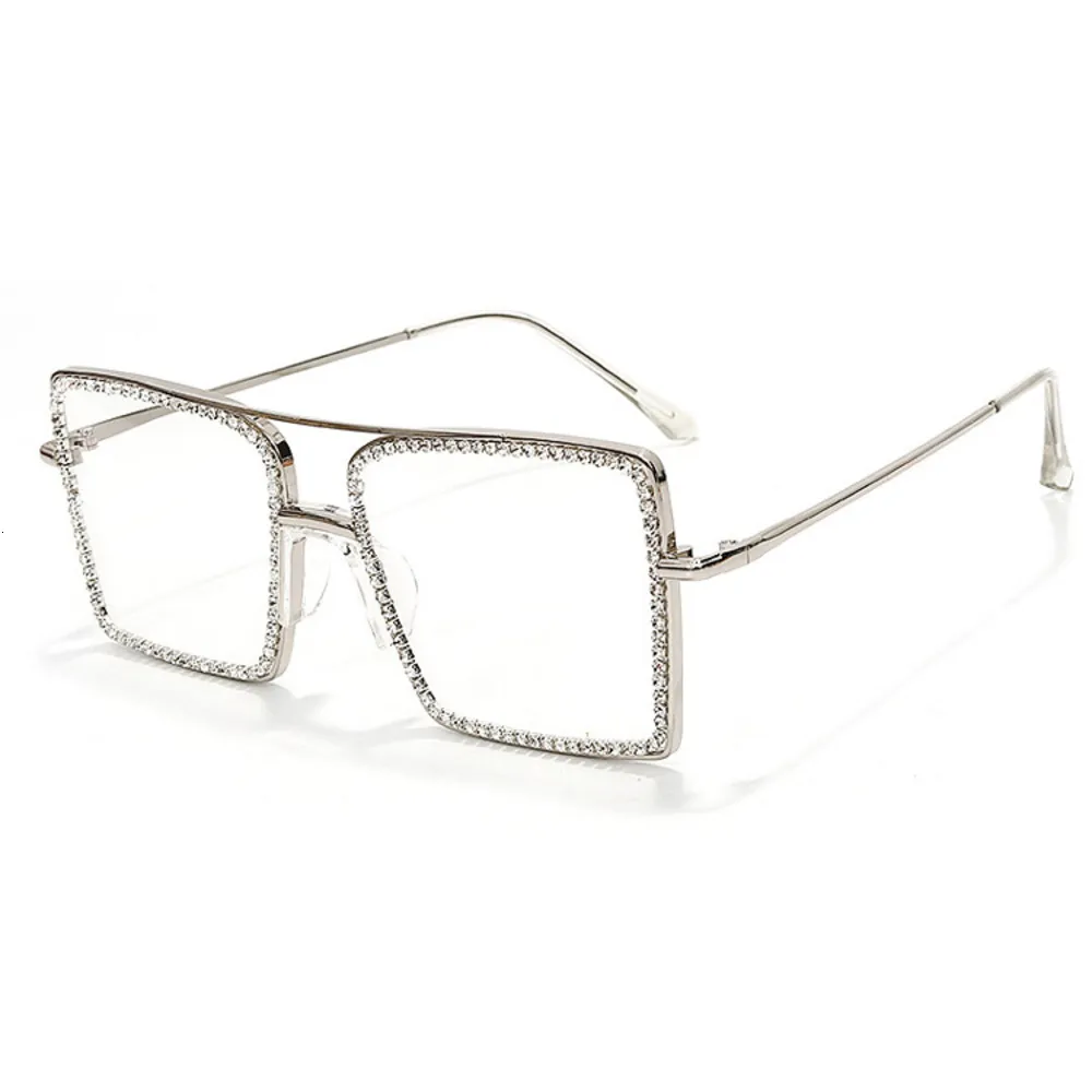 2021 Moda luksusowy godnik Bling Rhintone metalowe okulary modne duże diamentowe kobiety shad sun szklane okulary SUNGASS296A