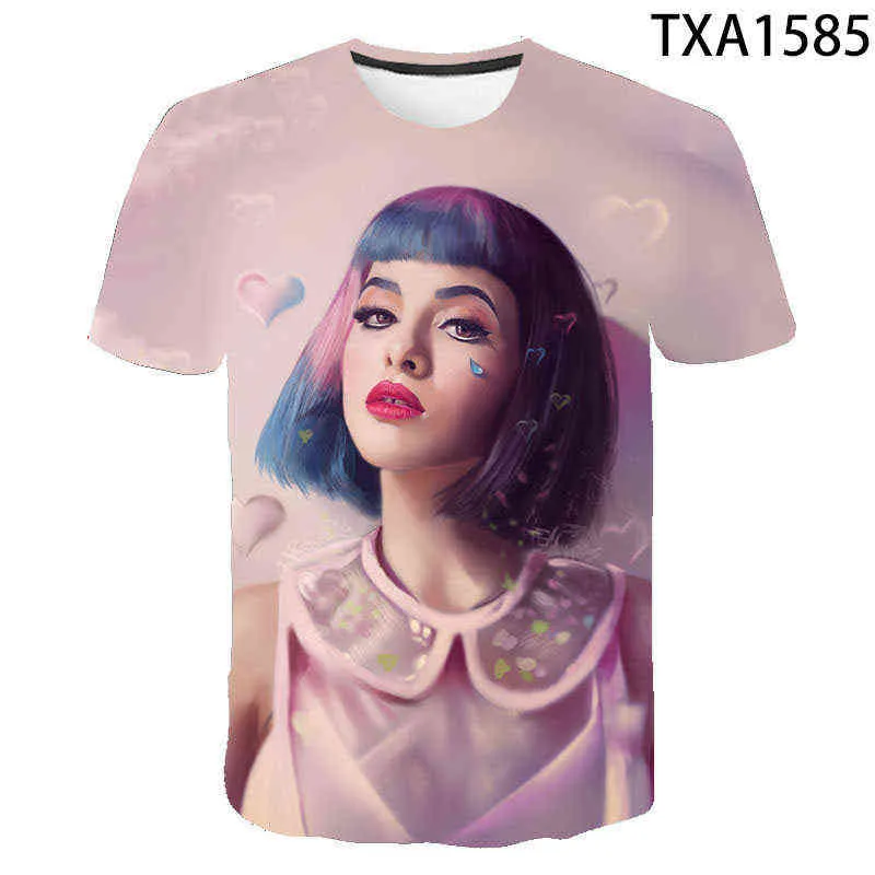 Piosenkarka Melanie Martinez T-shirt ponadgabarytowe topy o-deterk harajuku krótkie rękawe fajne moda mody Casual Plus Tee Tops G1217