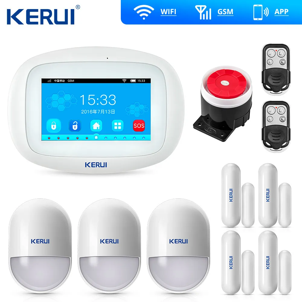K52 WIFI GSM Home Burglar Alarm LCD Large Touch Screen Security Intruder System APP Control