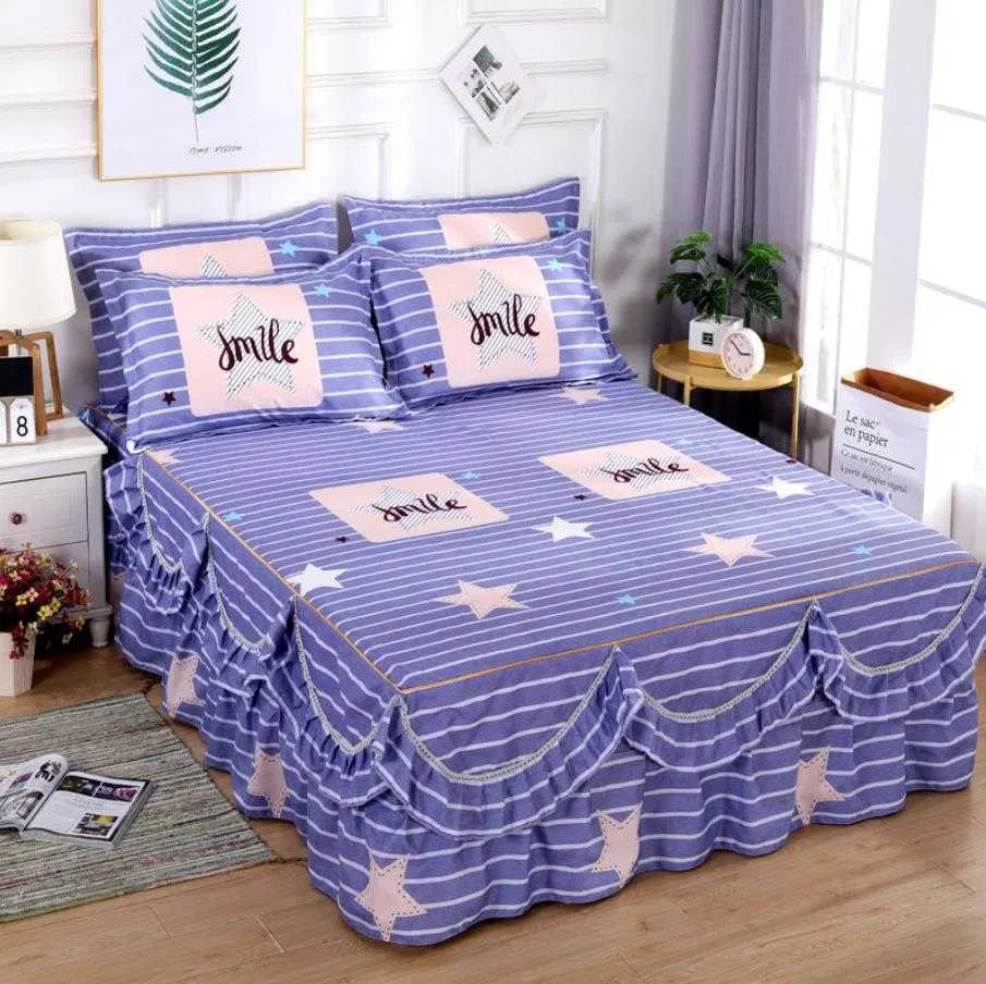 Ruffle sängkläder trendig hushållsäng kjol för flera size sängkläder madrass bra sängkläder med kudde f0067 211007