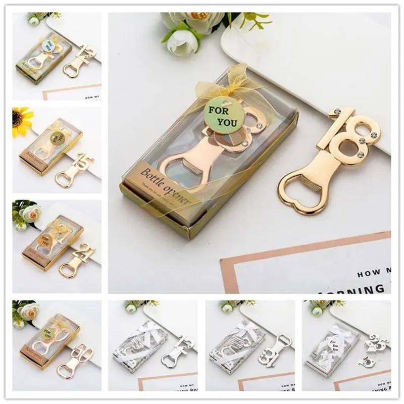 Creative Number Bottle Opener Shower Party Favor With Box Packaging Wedding Beer Wine Kitched Accessories Bar Tools
