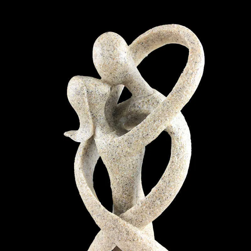 VILEAD 23 cm Grès Embrasser Amoureux Statuettes De Mariage Statue Décoration Saint Valentin Souvenirs Figurines Ornements Cadeau 210827