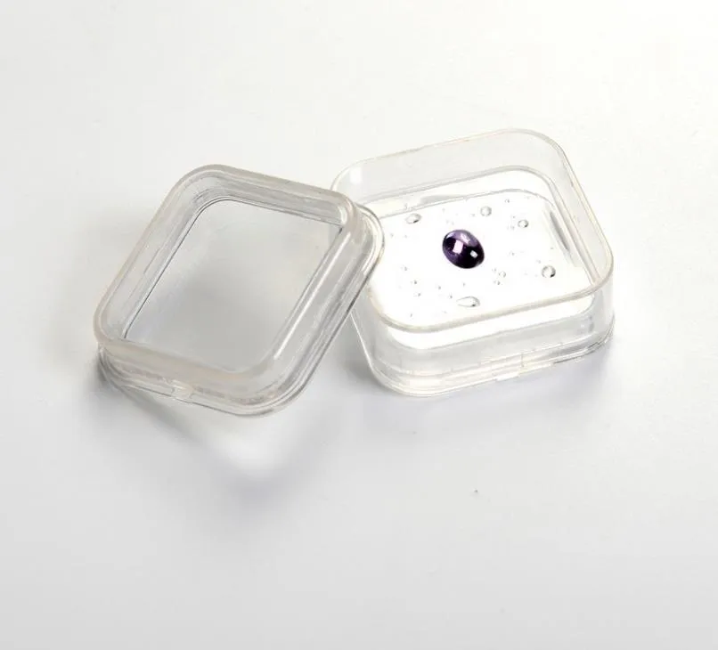 100 pièces 5555mm Transparent flottant vitrine boucle d'oreille gemmes anneau bijoux Suspension emballage boîte PET Membrane support support 6298135