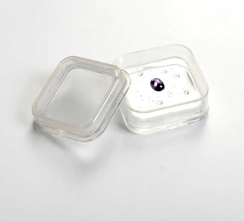 100st 5555mm Transparent Floating Display Case Earring Gems Ring Smyckesupphängning Förpackning Box Pet Membrane Stand Holder6298135