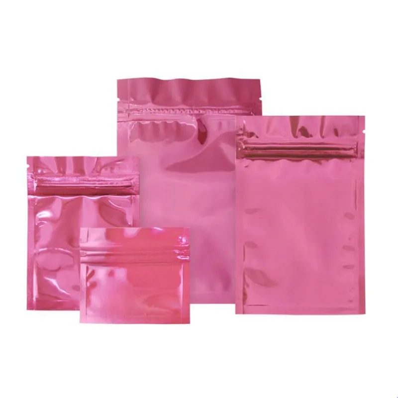Piccolo a grande rosa Alluminio Mylar Foil Zipper Lock Bag Richiudibile Riutilizzabile Self Grip Seal Tear Notch Food Ground Coffee Bean Storage