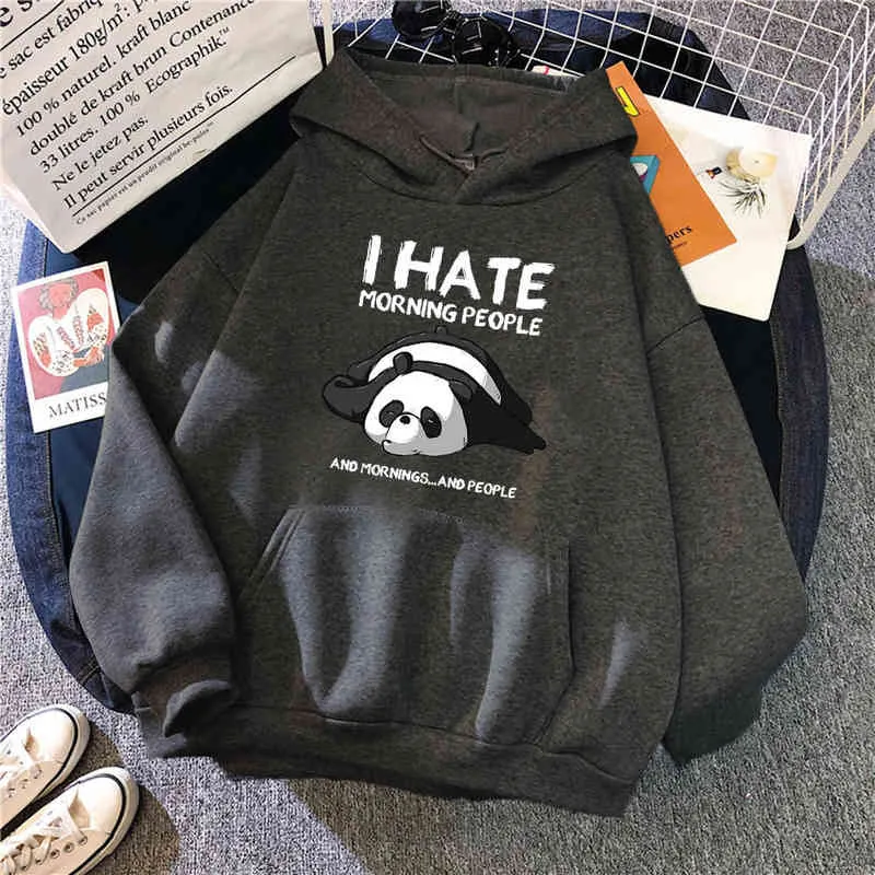 I Hate Morning People Sweatshirts Man Long Sleeve Fleece Harajuku Hooded Streetwear Male Fashion Hoody Anime Hip Hop Sweatshirts H1227