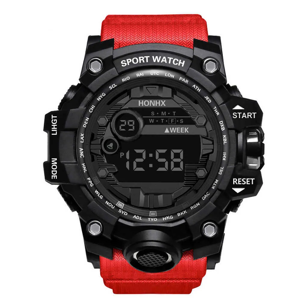 Mens Watch Enkel Lyser Sensor LED Digital elektronik Armband Klockor Utomhus Running Sport Vattentät Klocka Relogio Reloj G1022