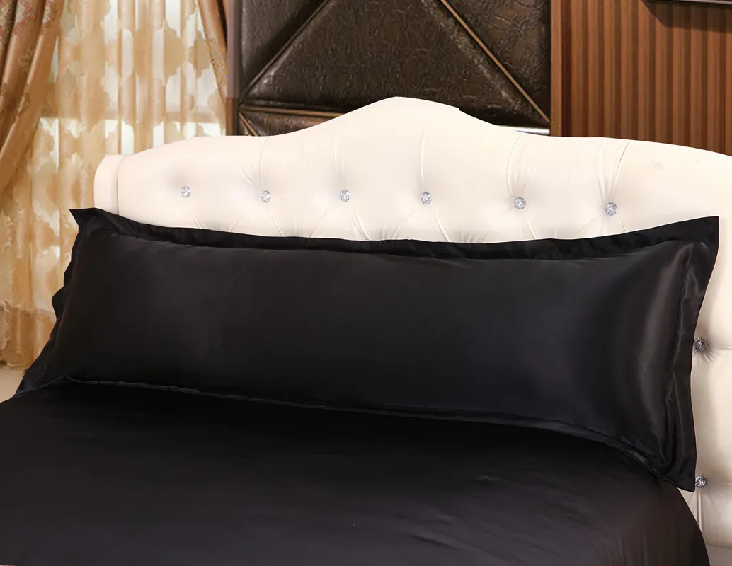 120/150 cm de long taie d'oreiller blanc solide taie d'oreiller couverture soie satin tissu maison textile 2 taille pour Bedroom48 Y200104