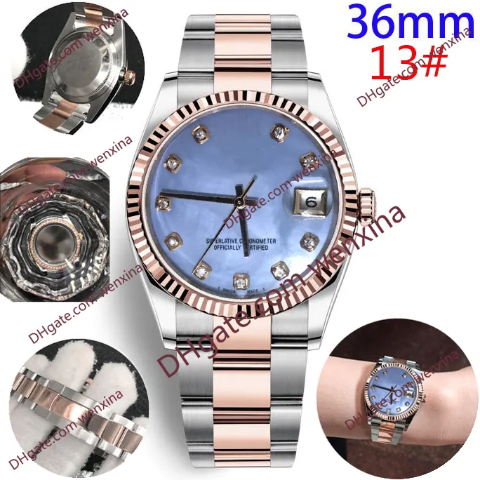 20 Färg högkvalitativa vattentäta män Automatiska klockor 36mm Diamond Watch rostfritt stål Kvinnor Titta par Style Classic Wris225Z