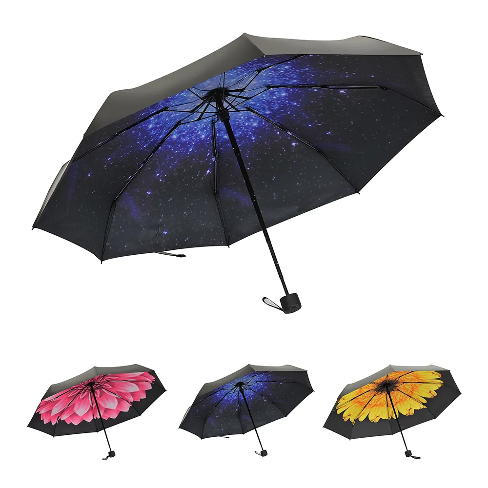 Prodigen Voyage Mini Parapluie Coupe-Vent UV Pliant Compact Parapluie Portable Léger Soleil Pluie Parapluies pour Femmes et Hommes 210223