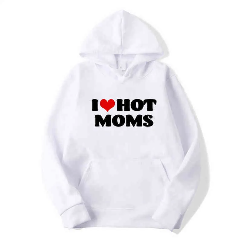 I Love Hot Moms パーカーレッドハートホットマザースウェットシャツプルオーバーパーカー G1229