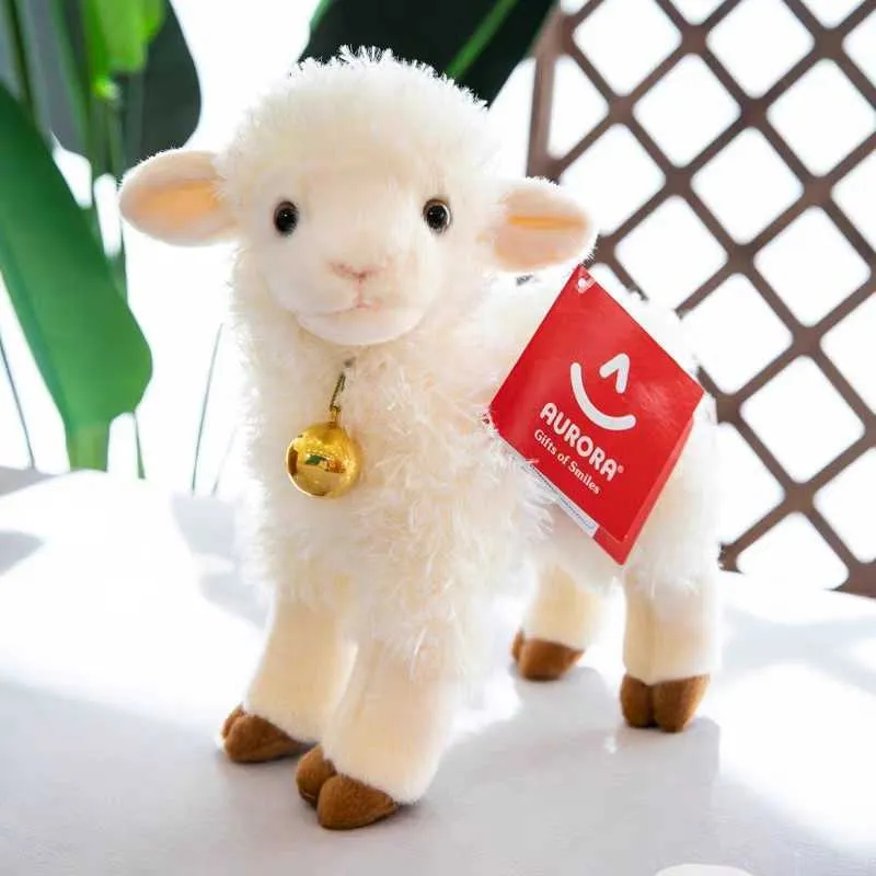 Sheep Doll Toys with a Long Silky White Coat Plush Lamb Funny Simulation Pet for Children Adult Birthday Gift 210728