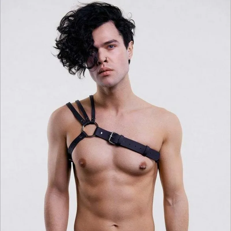 Adjustable Harness Shoulder s Pastel Mens Leather Belt Metal Buckle Waist Body Bondage Bdsm Toys For Man4488564