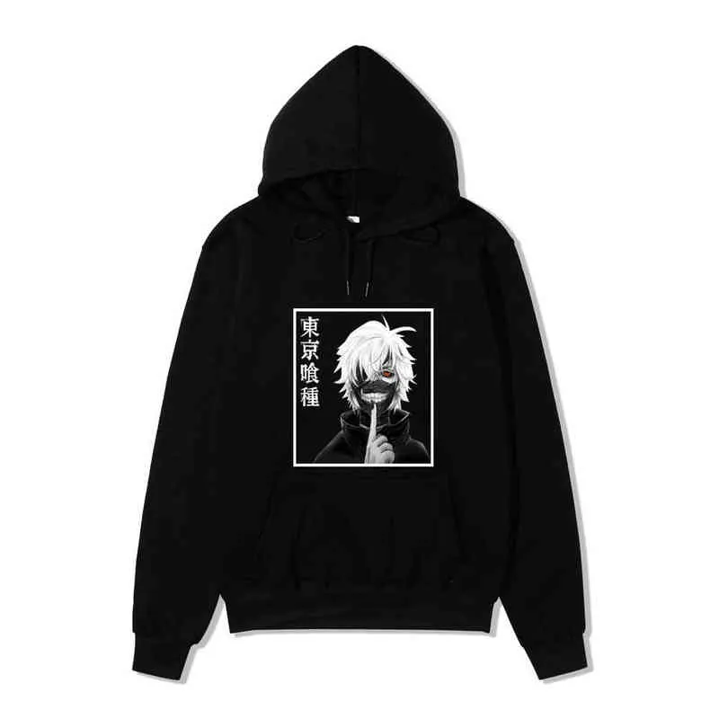 Harajuku Sweatshirt Sweats Hoodies Style de bandes dessinées Vêtements de bonne qualité Imprimer Tokyo Ghoul Kaneki 12 Couleur Pour choisir des hommes / femmes H1227