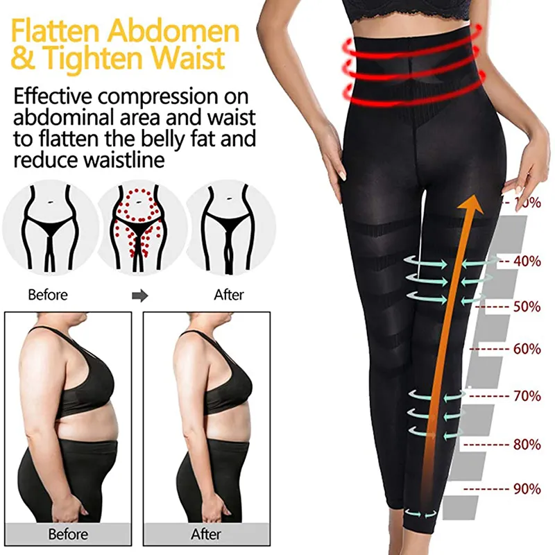 Jambe Minceur Body Shaper Anti Cellulite Compression Leggings Taille Haute Tummy Control Culotte Cuisse Sculptant Minceur Shapewear 210305