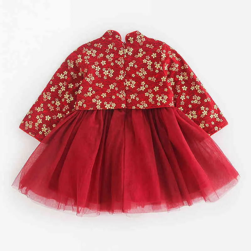 Christmas Princess Dress For Girls Plus Velvet Thicken Warm Winter Infant Baby Clothes Chinese Style Year Kids Tutu Dresses 211231
