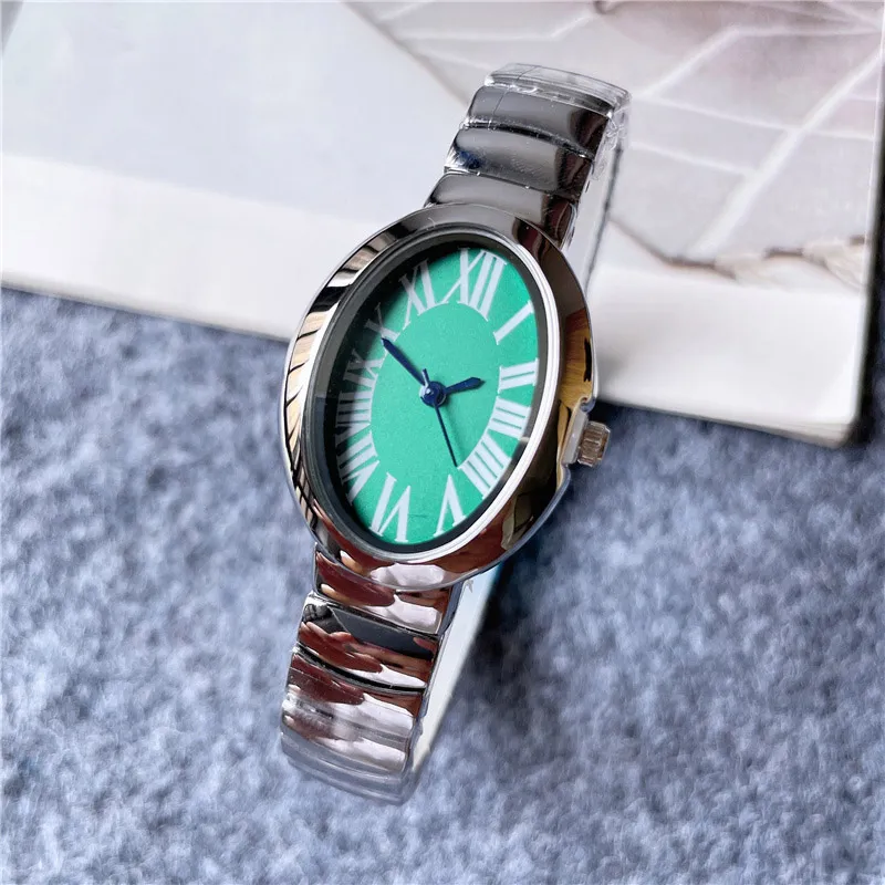 Orologi di marca di moda Donna Lady Girl Ovale Numeri arabi Stile Acciaio Fascia metallica Bellissimo orologio da polso C62204m