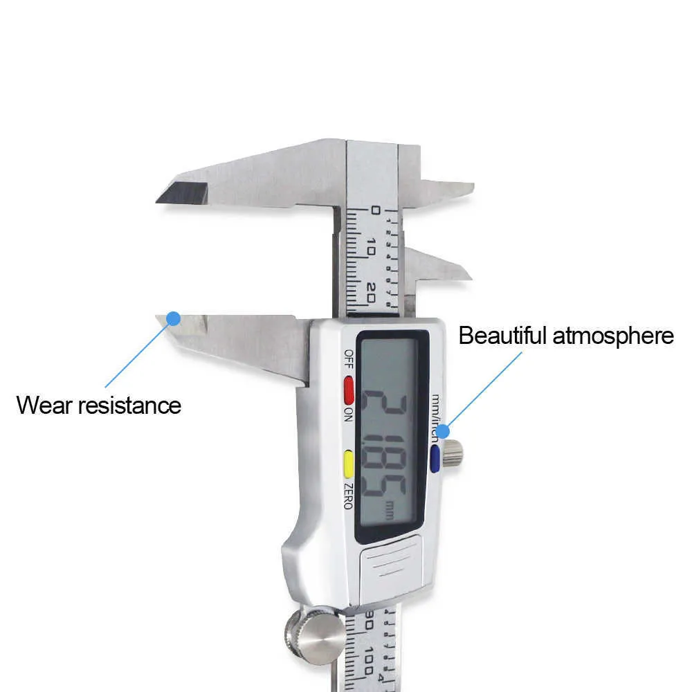 Cyfrowy zacisk ze stali nierdzewnej 6 cali 150mm Metalowy instrument pomiarowy Instrument Vernier Caliper Narzędzie Messschieber Paquimetro 210922