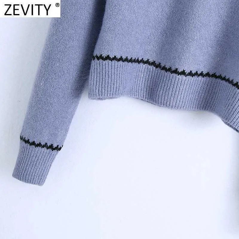 Zeveity Женская мода кружева вязание крючком Цветочные аппликации вскользь вязание свитер Femme шик с длинным рукавом вышивка пуловеры S575 210603