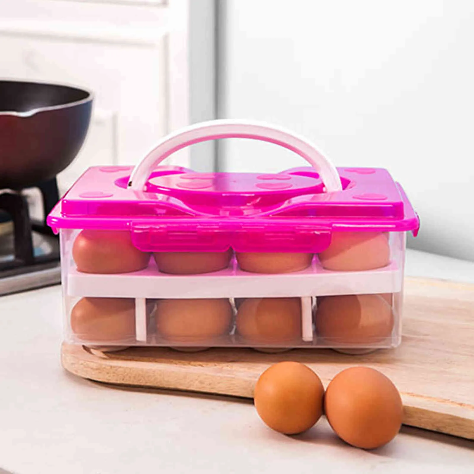 Mutfak Yumurta Tutucu Yumurta Saklama Kutusu 24 Delik Taşınabilir Plastik Yumurta Organizatör Açık Piknik Buzdolabı Depolama Kartonları 211102