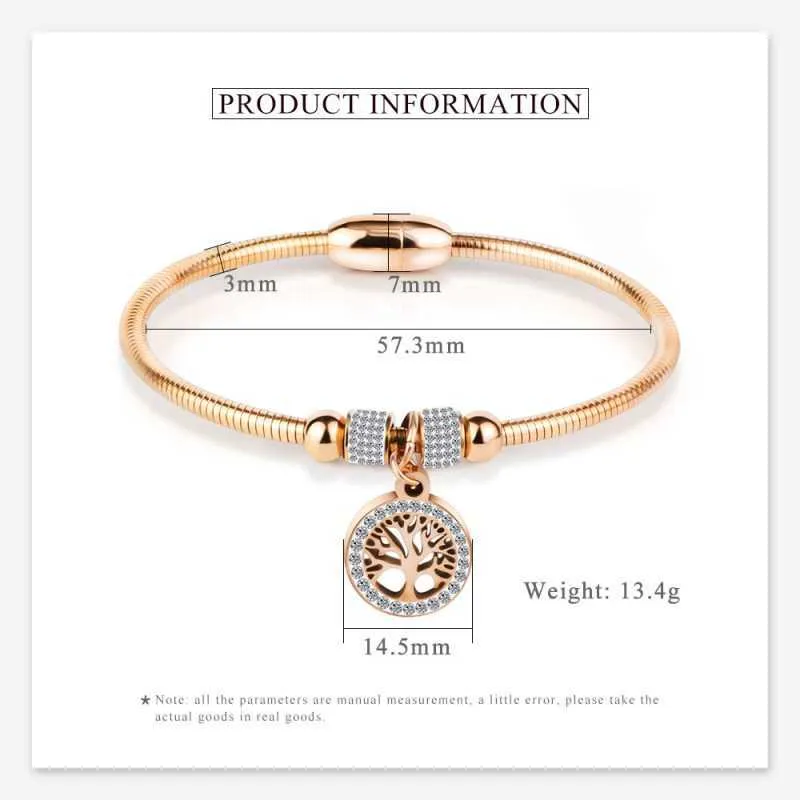 Bracelet d'arbre à vie de zircon pour femmes, acier et titane, cristal Rovski, 3 couleurs, réduction spéciale, bijoux populaire, 2021 New6580769