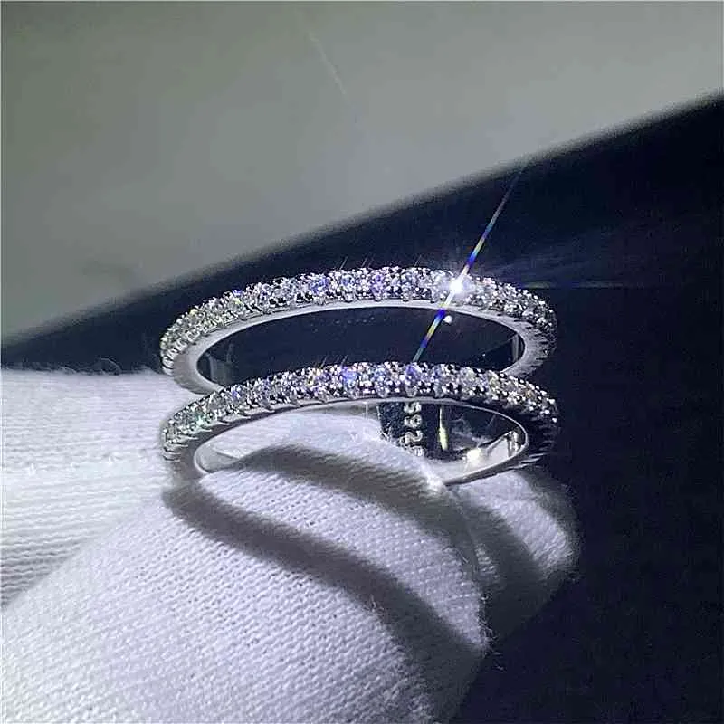 Handgemachte Mode Lady Party Ring 925 Sterling Silber 2 Reihe Pave AAAAA cz Verlobung Hochzeit Ringe für Frauen Statement Schmuck