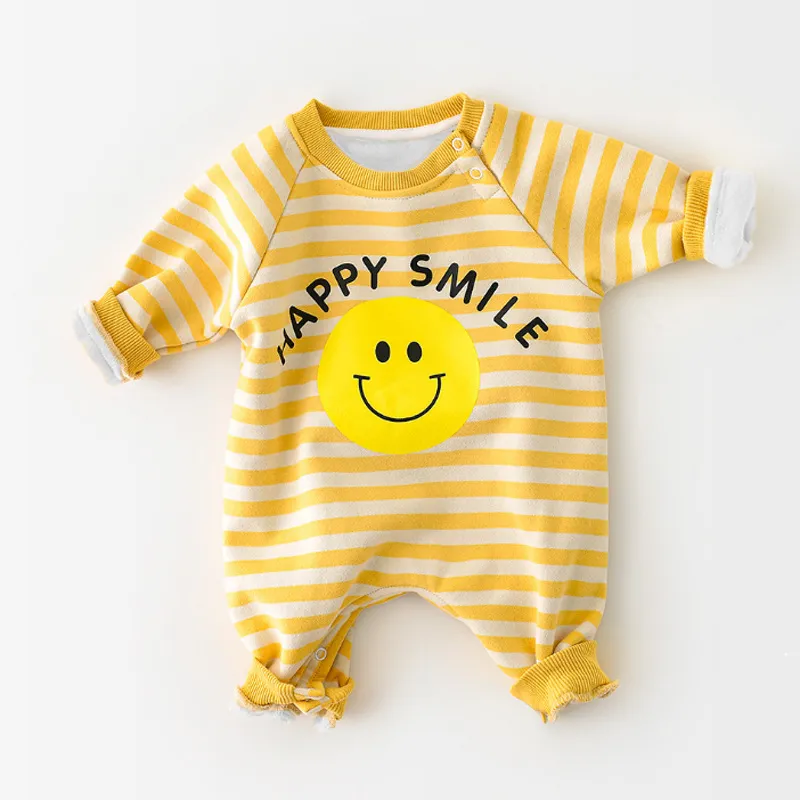 Autunno Baby Pagliaccetto Baby Dot Banana Stampa Addensare Manica lunga Bambino Tuta Bambini Ragazzi e ragazze Vestiti 210312