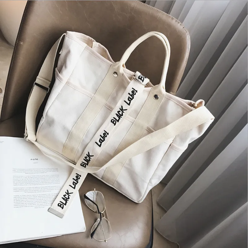 Borse di tela da donna Borsa a tracolla con stampa di lettere letterarie Borsa a tracolla portatile da viaggio il tempo libero