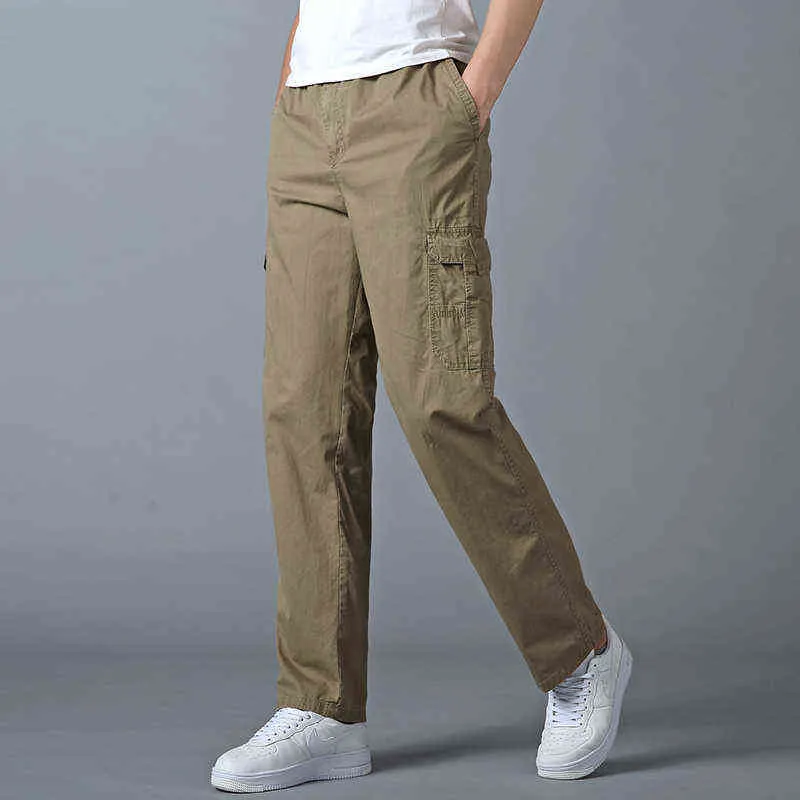 Pantaloni larghi estivi casual da uomo con coulisse Pantaloni in cotone con elastico in vita Fit Comfort cargo Dritto leggero Solid H1223
