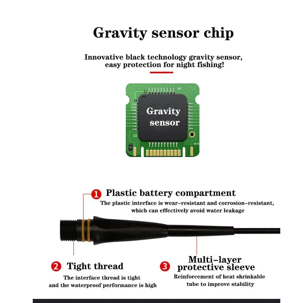 Intelligente Pesca Ha Condotto La Luce Galleggiante Attrezzatura Tra Cui La Batteria CR425 Cravatta Notturna Sensore di Gravità Chip Stopper Accessori