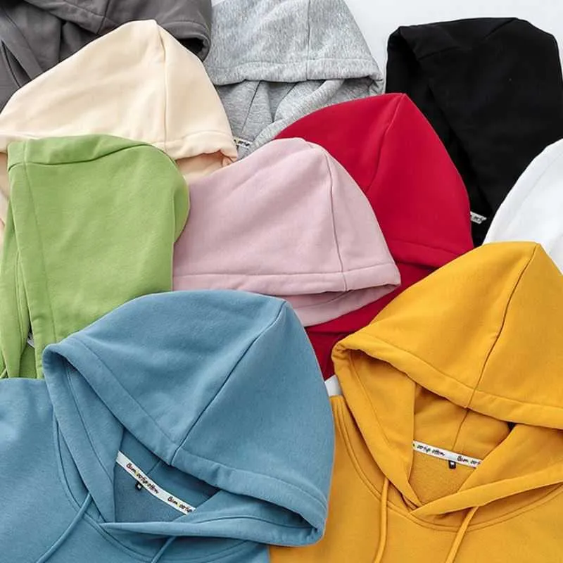 Eleemee Plus Size XL Dorywczo Kobiety Sweter Z Kapturem Z Długim Rękawem Loose Solid Color Oversized Kieszonkowe Kieszonkowe Bluzy Streetwear 210928