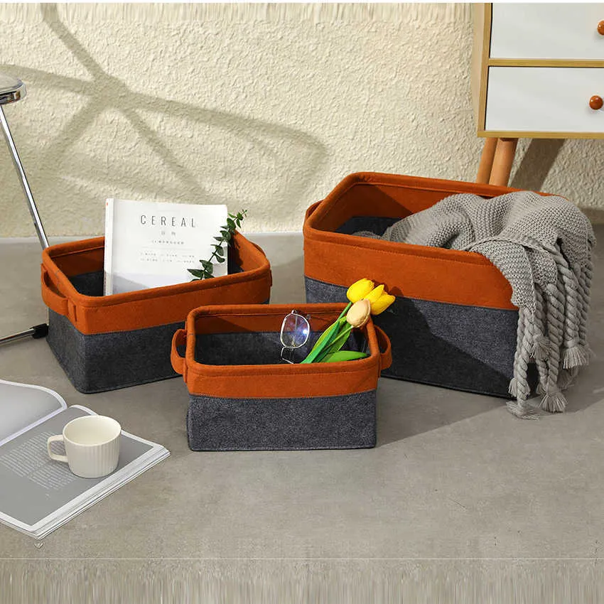 Large Folding Fabric Felt Storage Box Pet Dog Toy Accessory Bins Toys Organizer Gift Basket With Handles 210922