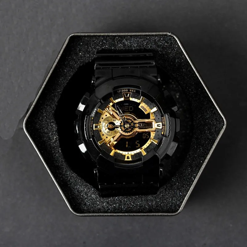 Nouveau G110 Montre mode cadran stéréo atmosphérique conception 3D édition saignante boîte en métal avec logo limité unique pour emballage à bulles277T