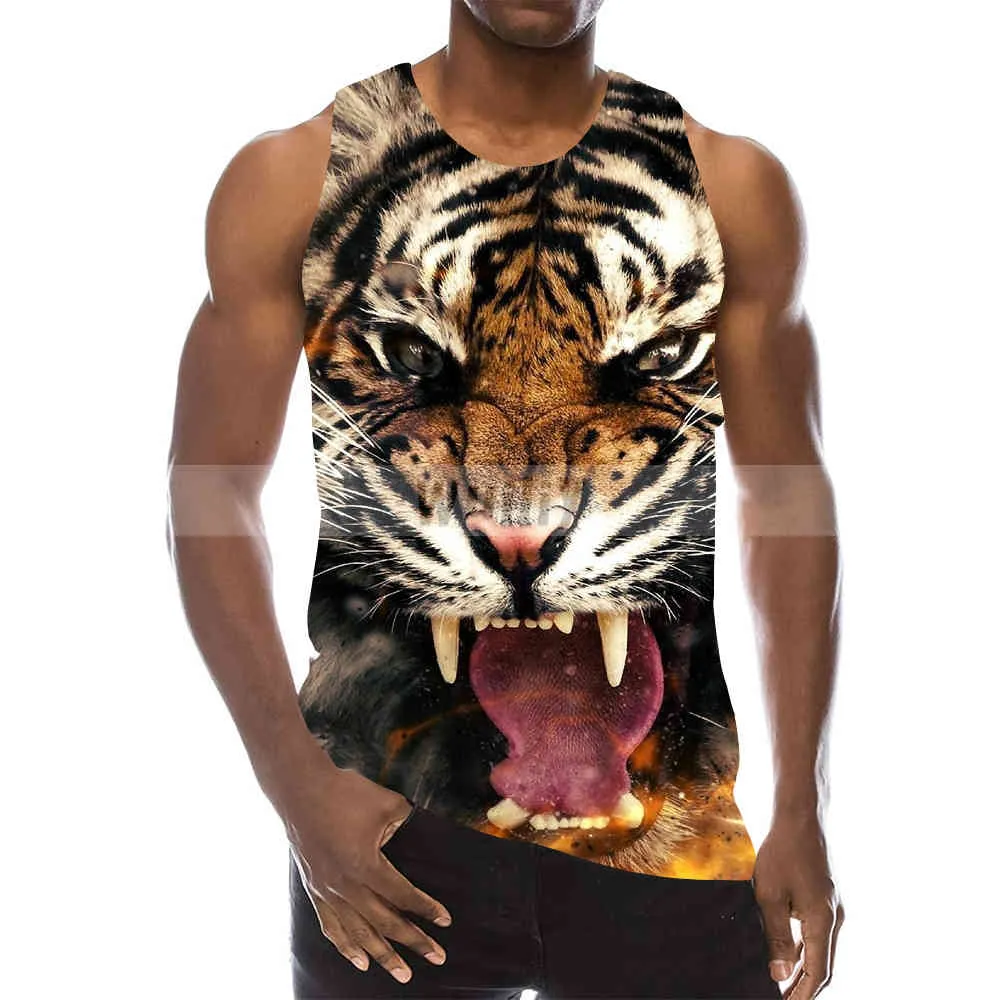 Heren Tijger Grafische Mouwloze 3D Top Vakantie Tees Dieren Tank Tops Gym Jongens Streetwear Nieuwigheid Vest246Y