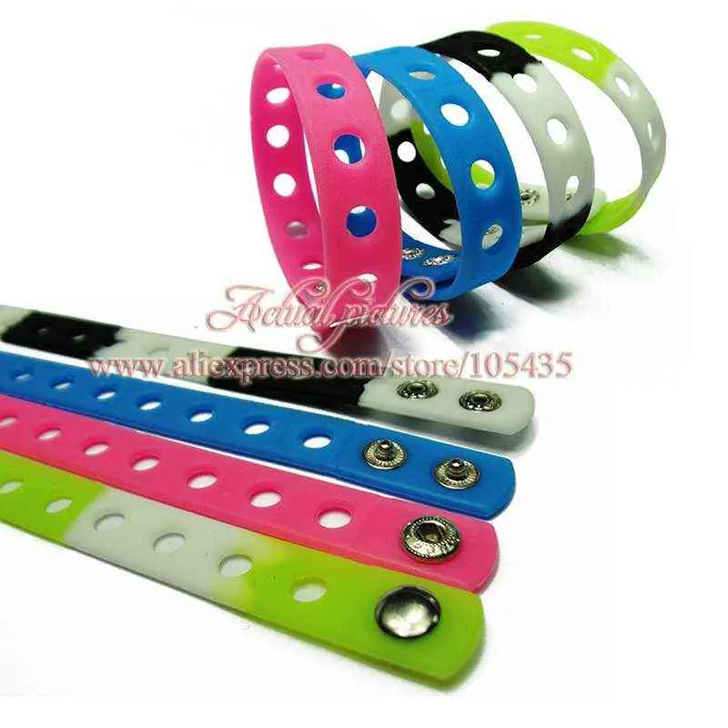 Mix Style Random Silicone Bracelet Wristband 18cm Fit Shoe Charms Shoe Buckle Wristband Rubber Wrist Strap 220117307v