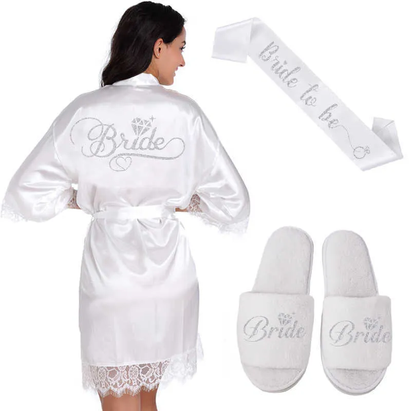 Robe de mariée en dentelle Kimono femme demoiselle de mariage s Bachelorette Preparewear 210924
